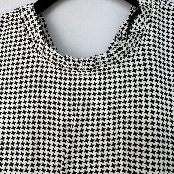 Zara Black and White Check Blouse with High Neck - Picture 3 of 5